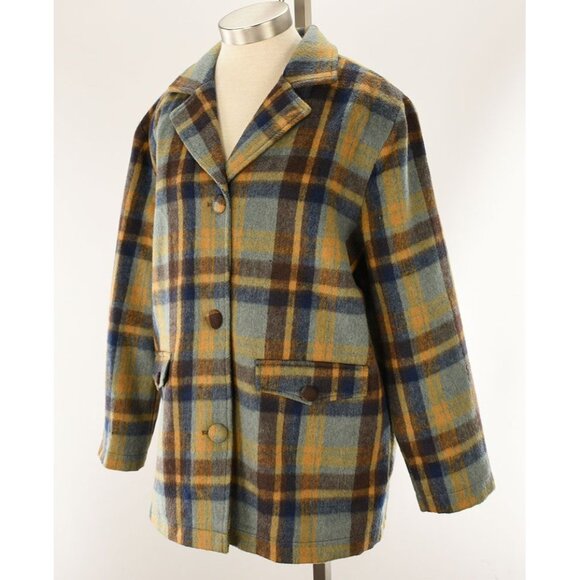 Cleo & Wolf Jackets & Blazers - Cleo & Wolf Womens Steel Blue Plaid Insulated Oversized Coat Medium